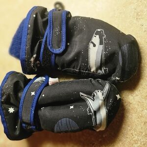 Space Adventure Kids Mittens - Black